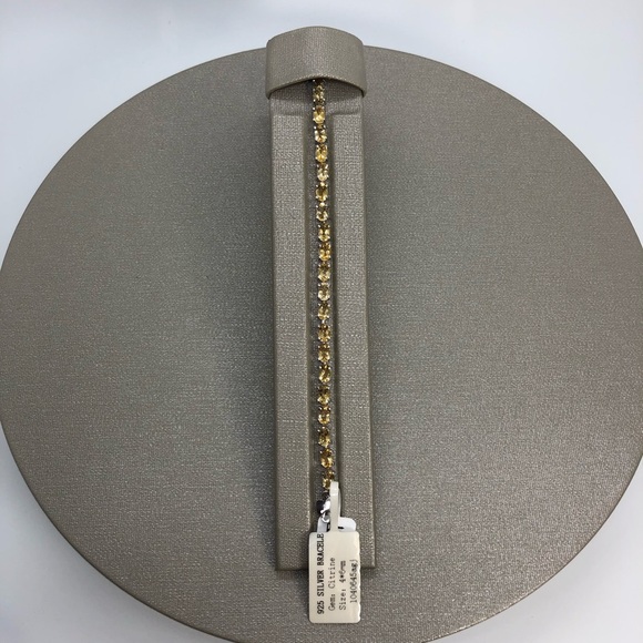 Vintage Gemstone Natural Citrine Sterling Silver Bracelet (New With Tags)